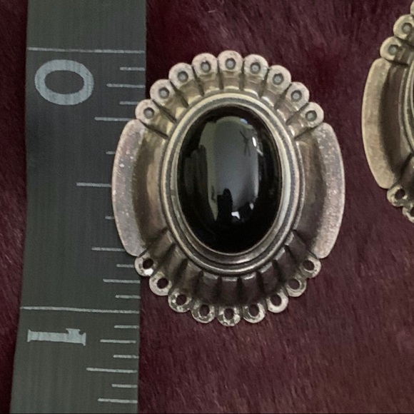 Onyx Concho Sterling Vintage Skyway earrings - Picture 5 of 8